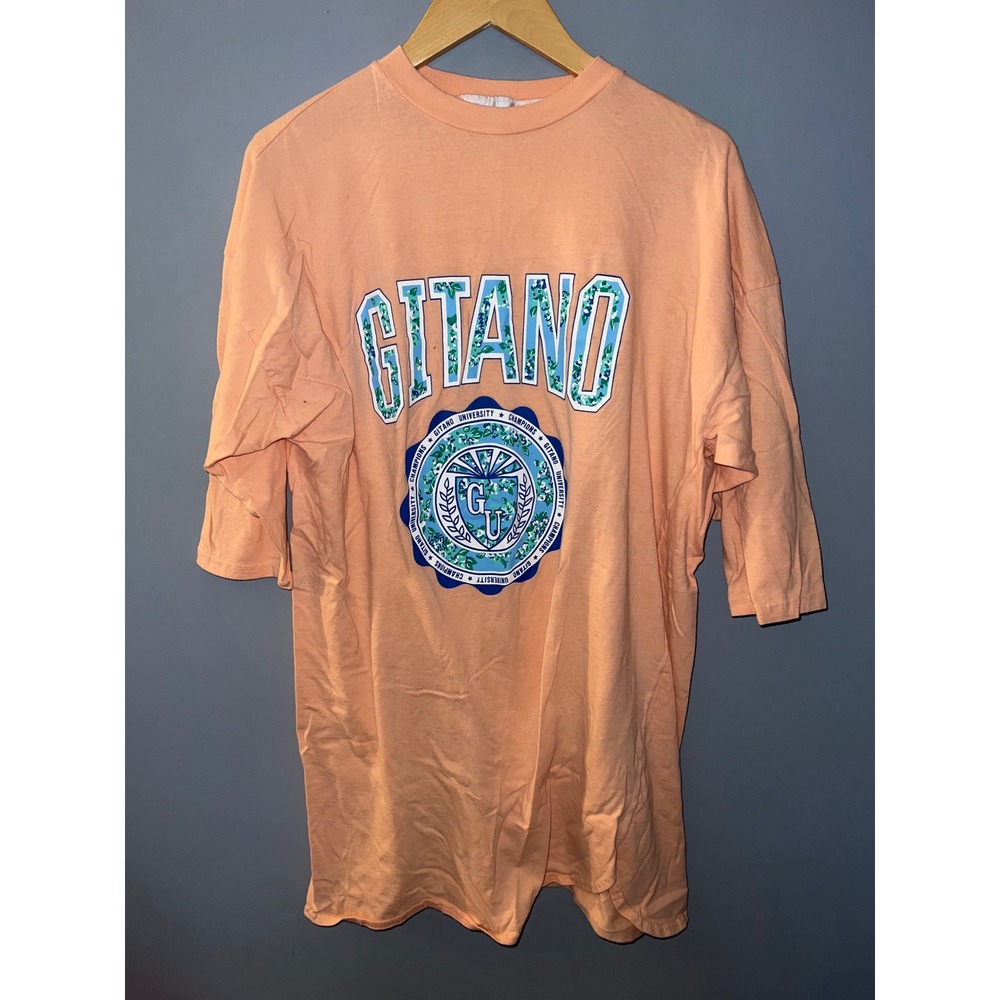 Vintage Gitano Nites Peach Oversized Graphic T-Shirt Gitano University One Size